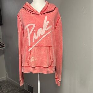 PINK Victoria's Secret Coral Hoodie Distressed
